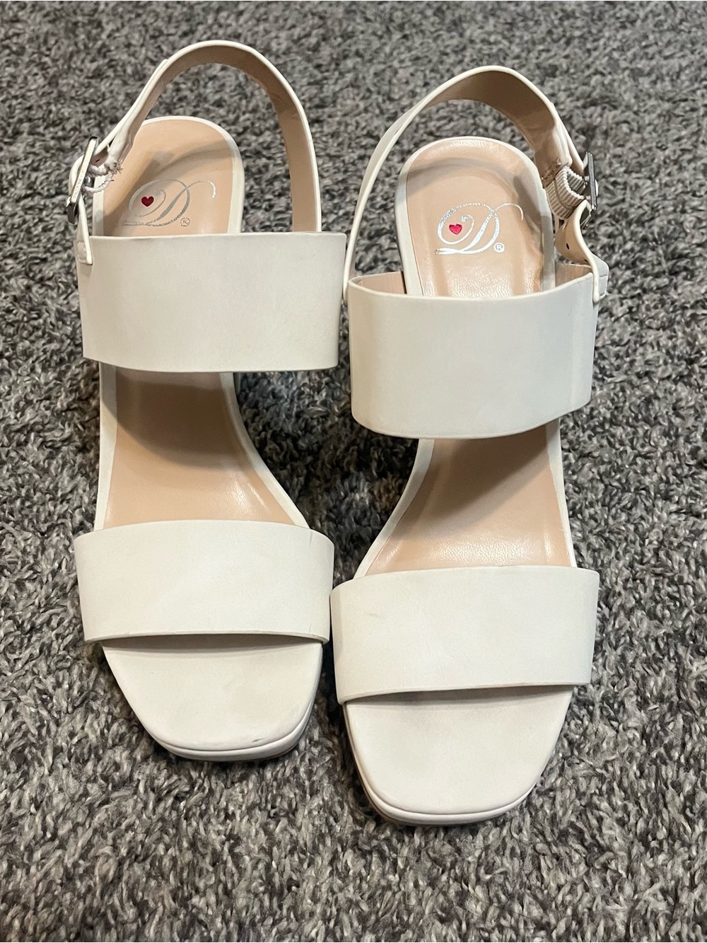 Women's White Block Heel Sandals